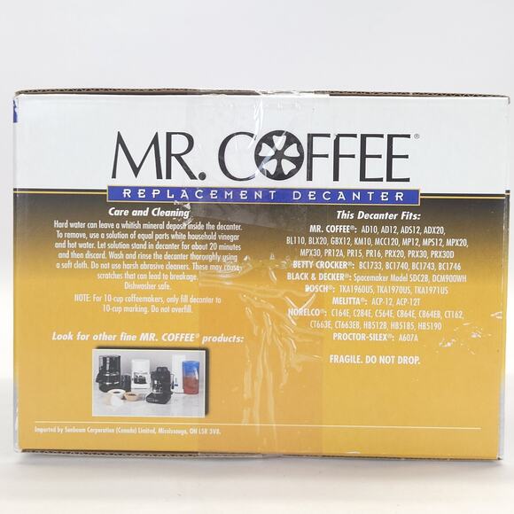 Mr. Coffee Replacement Decanter Carafe PD12 10-12 Cup Open Box - Picture 3 of 4